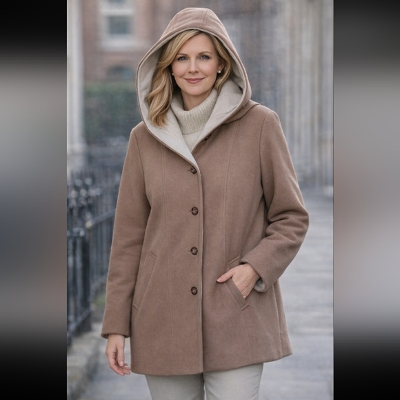 Mackintosh Jackets & Blazers - Elegant Tan Hooded Trench Coat 100% Wool Coat Pit To Pit 23".No Size Tag
